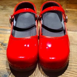 BJÖRK brand MARCELLA Mary Jane Red Patent Leather Clogs, Size 8 US/39 EU